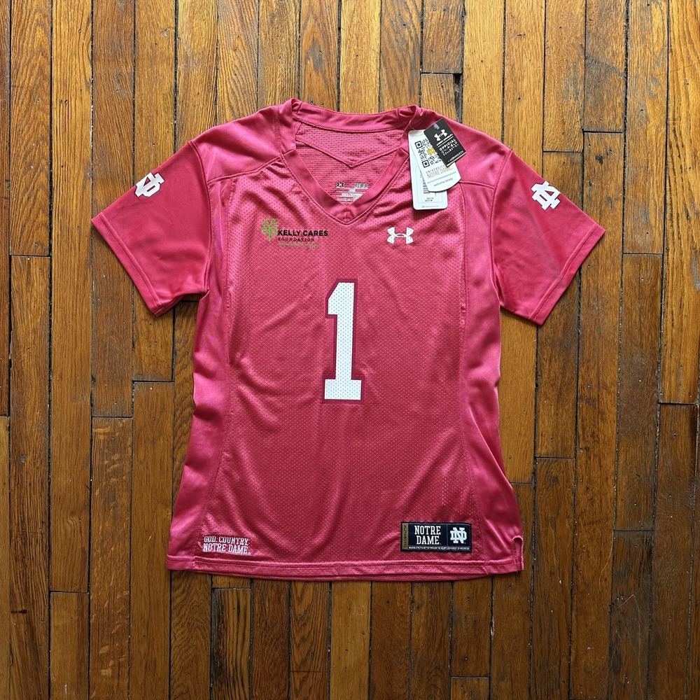 NWT Under Armour University Notre Dame On Field Football‎ Jersey Women M Pink